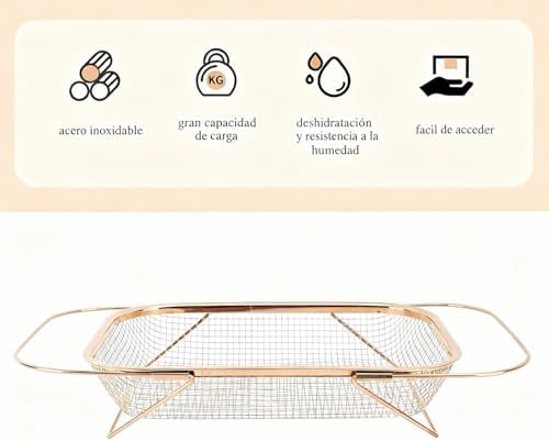 Yosoo Health Gear Over Sink Colander, Rose Gold