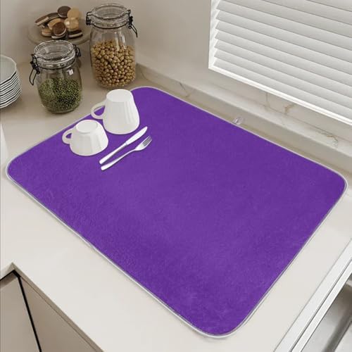 Dish Drying Mats for Kitchen Counter Purple Solid Color Drainer Rack