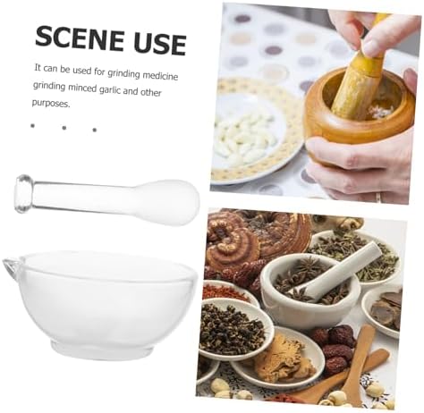 Glass Pestle Bowl Set, Heavy Duty Grinding Bowl for Kitchen Laboratory