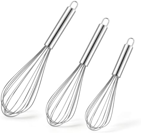 Ninsula 3 Pack Stainless Steel Whisk, 8" 10" 12" Thicken Heavy Duty