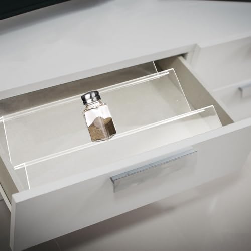 Spice Drawer Organizer, 6 Jar Rack Acrylic Tiered Tray for Cabinets