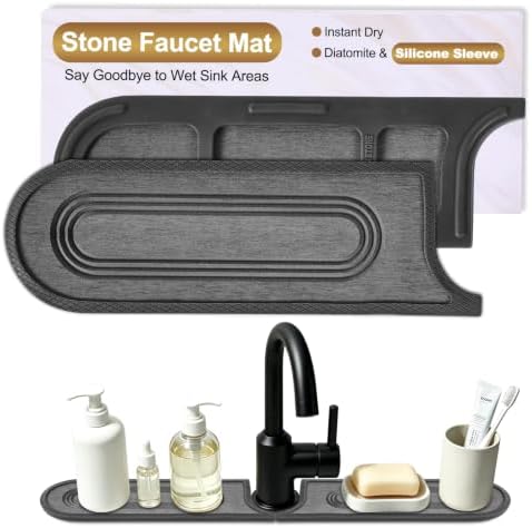Faucet Mat for Kitchen Sink with Airflow Silicone Sleeve, Instant-Dry
