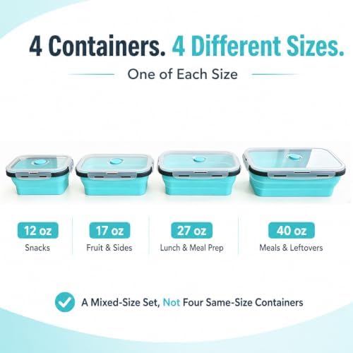Guyuyii 4 Pack Space-Saving Collapsible Food Storage Containers with