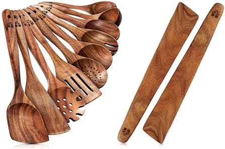 12-Inch Teak Wood Spatula Set, 2-Piece