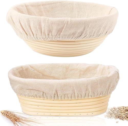 Sourdough Bread Baking Supplies, 2 Pack Banneton Baskets, 10 Inch