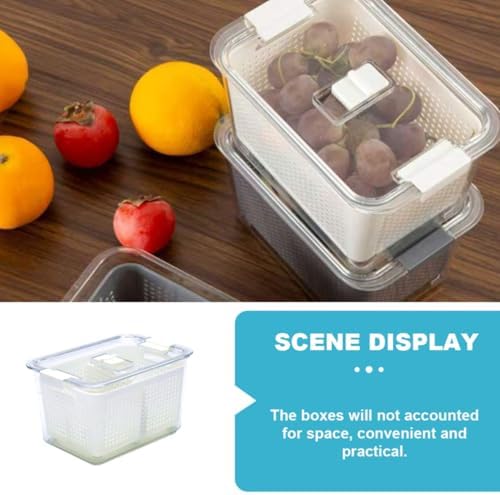 Vegetable Drain Crisper Box with Lid, Partitioned Food Storage