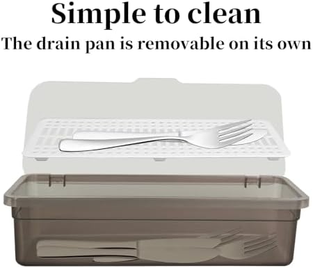 6 Pcs Flatware Tray with Lid Large Plastic Drainer Silverware Utensil