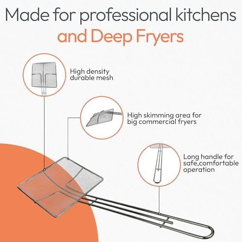 Wire Mesh Strainer with Handle, 2-Pack Deep Fryer Skimmer Cuisine