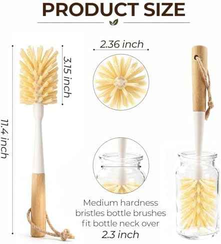 2-Pack 11.4 Inch Bamboo Bottle Brushes