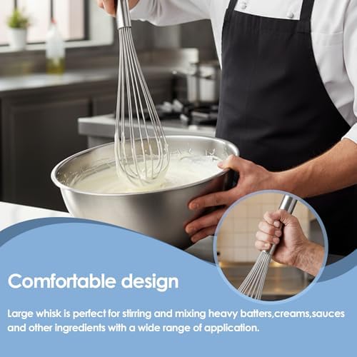 Stainless Steel Whisk – 18 Inch Kitchen Whisk for Cooking, Baking, and
