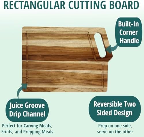 EcoDecors Teak Cutting Board Set with Juice Groove, 3-Piece