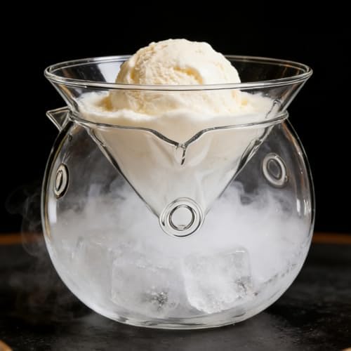 Glass Salad Bowl with Dry Ice Container Chilled Serving Bowl
