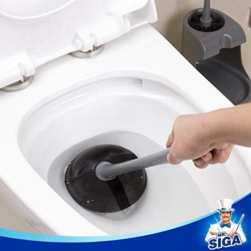 MR.SIGA Toilet Plunger and Bowl Brush Combo, Gray