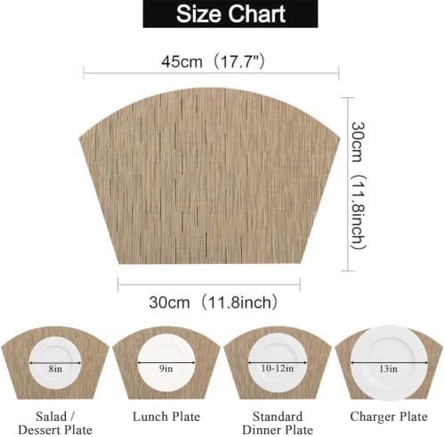 SHACOS Wedge Shape Placemats Set of 4 Woven Vinyl Placemat for Round