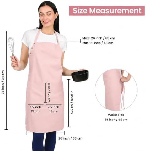 Cotton Aprons for Women with Pockets adjustable Straps