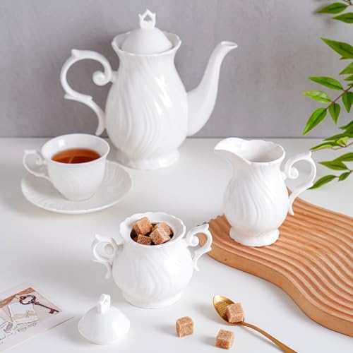 Agyiuns Sugar and Creamer Set Ceramic, Creamer Pitcher and Sugar Bowl