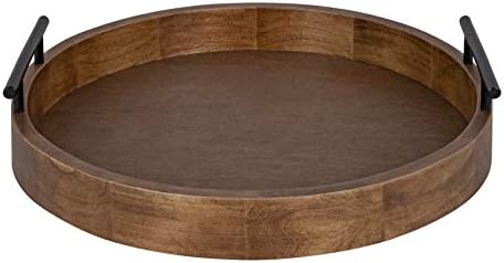 Kate and Laurel Lipton Modern Round Wood Tray, 15.5" Diameter, Rustic
