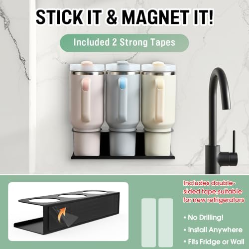 POLRAI 2 Pack Magnetic Stanley Cup Holder for Fridge, Water Bottle