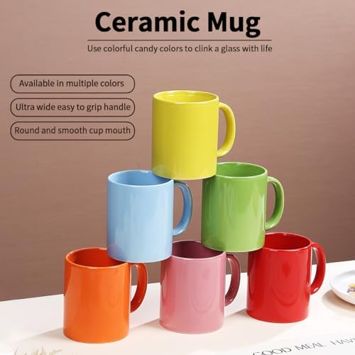 Evanda Coffee Mugs Set of 6 Pieces 12oz, Ceramic Cups with Handle for