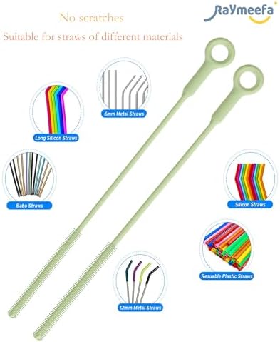 Straw Cleaner Brush-Silicone,2Pcs,Large & Small Head,Avocado Green