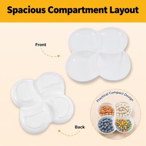 3 Pack Porcelain Appetizer Platter, 4 Compartment, White