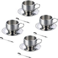 Jasni Stainless Steel Coffee Cup Coffee Mugs with Spoon and Saucer