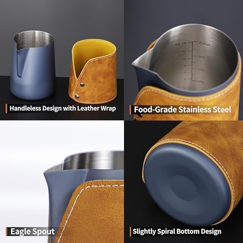 Handleless Milk Frothing Pitcher 450ml/15oz,304 Stainless steel