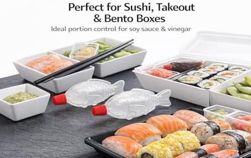100 Pack Fish-Shaped Soy Sauce Squeeze Bottles, 8ml Mini Condiment