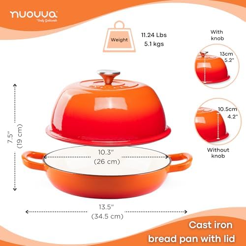 Nuovva Enamelled Cast Iron Cookware Bundle – Dutch Oven Pot with Lid