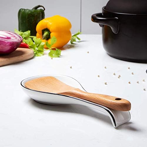 NJCharms Ceramic Spoon Rest for Stove Top, Porcelain Spoon Holder