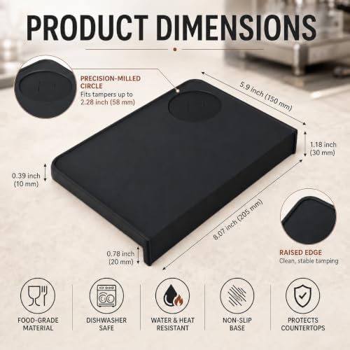 Espresso Tamping Mat, 10mm Silicone Coffee Tamper Mat for Portafilter
