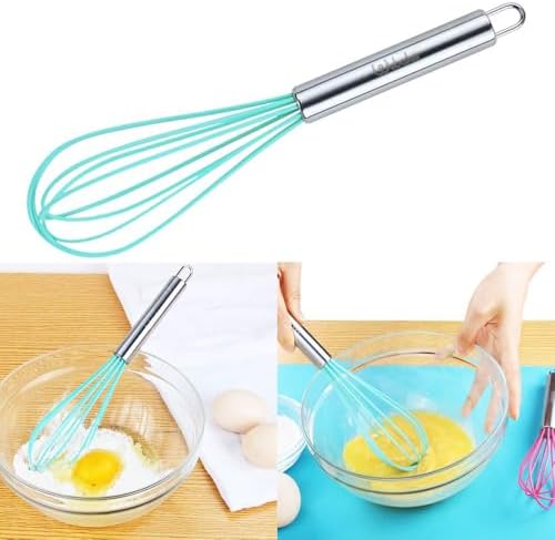 Webake 8 Inch and 10 Inch Silicone Whisk Set of 4, Egg Beater Whisk