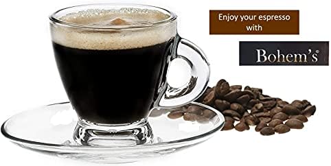 BOHEM'S Espresso Cups, 3.2 oz Small Demitasse Clear Glass Espresso