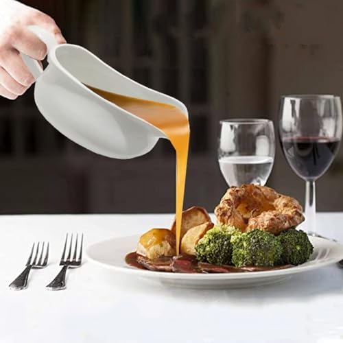 17oz Gravy Boat with Saucer Stand, Set of 1, Ceramic Sauce Boat with