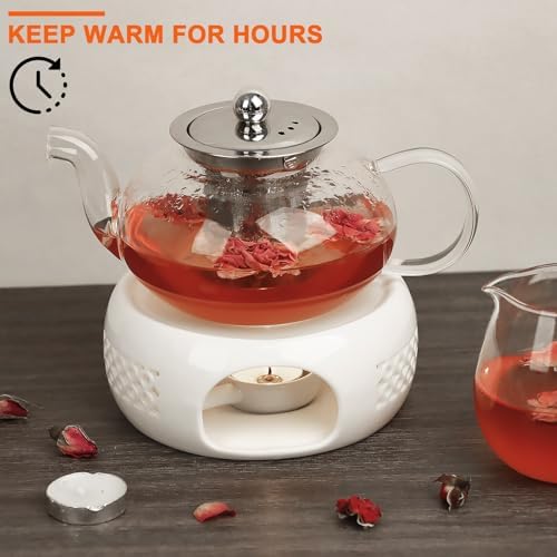 KAYCROWN Teapot Warmer, Ceramic Tea Warmer with Tealight Holder
