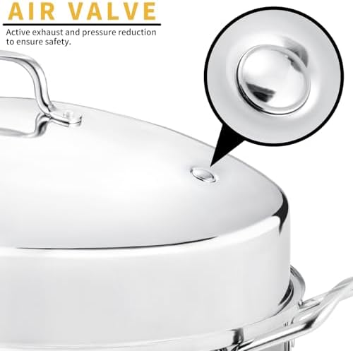JY COOKMENT 22" Large Roasting Pan with Rack and Lid,Oval Turkey
