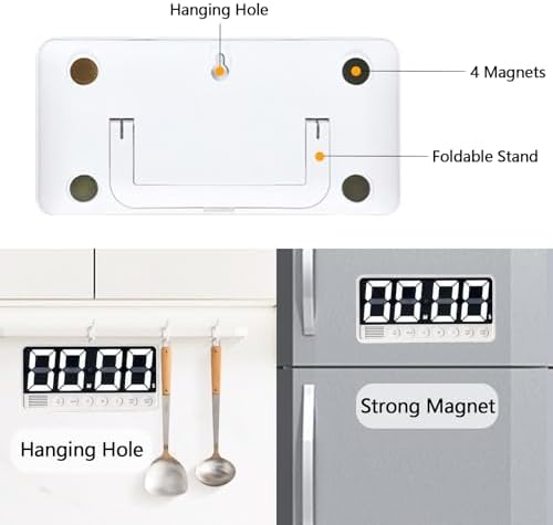 Digital Kitchen Timer with Extra Large Display, White