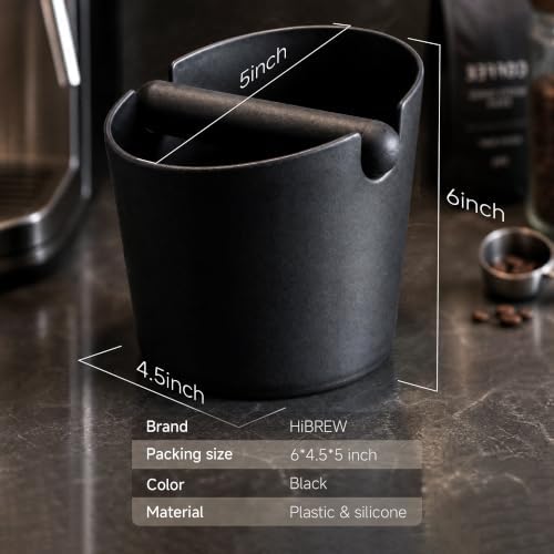 HiBREW Coffee Knock Box, 4.8 Inch Espresso Grounds Bin, Removable Bar