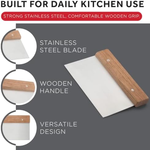 Winco Stainless Steel Dough Scraper with Wood Handle