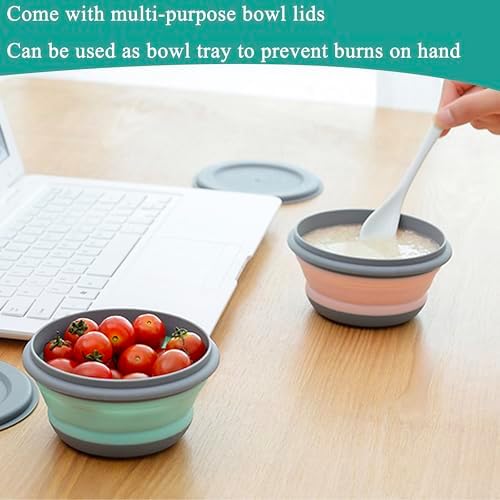 Camping Bowls, 3PCS Collapsible Bowls with Cutlery and Reusable