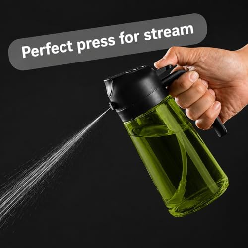 Roshara Oil Sprayer, 470ml Green Glass Bottle