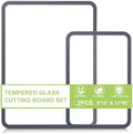Tempered Glass Cutting Board 8x12" and 12x16", GUGEMEI Glass Chopping Board for Kitchen Counter, Non-Slip Rubber Ring, Dishwasher Safe
