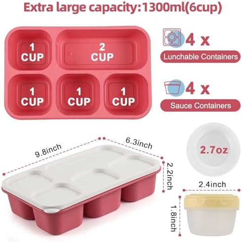 Caperci Large Bento Lunch Boxes for Adults & Kids