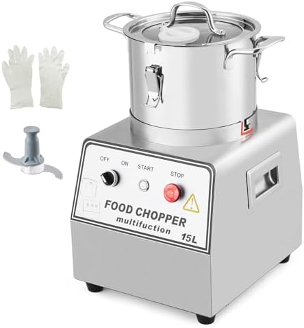 1400W Stainless Steel Food Processor, 16QT Commercial Capacity