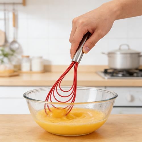 3PCS Flat Metal Whisk, Stainless Steel, Wire Egg Utensils for Cooking