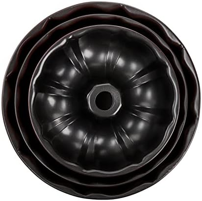 Tosnail Set of 3 Non-Stick Fluted Cake Pan, Tube Pan Round Cake Pan