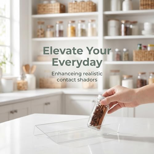 Cabilock 4 pack Acrylic Spice Drawer Organizer Expandable Seasoning