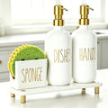 Cisily Kitchen Soap Dispenser Set with Ceramic Sponge Holder