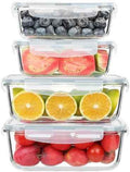 KOMUEE 4 Pack Glass Food Storage Containers Set with Lids
