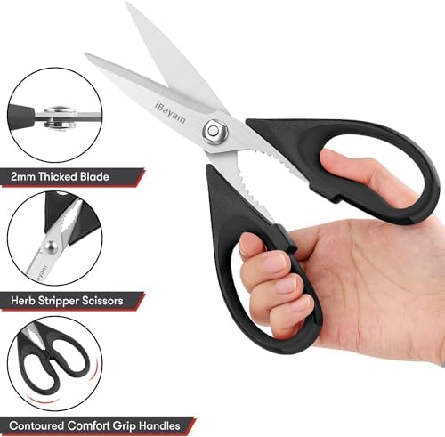 iBayam 2 Pack All Purpose Kitchen Scissors Shears Heavy Duty, Blade